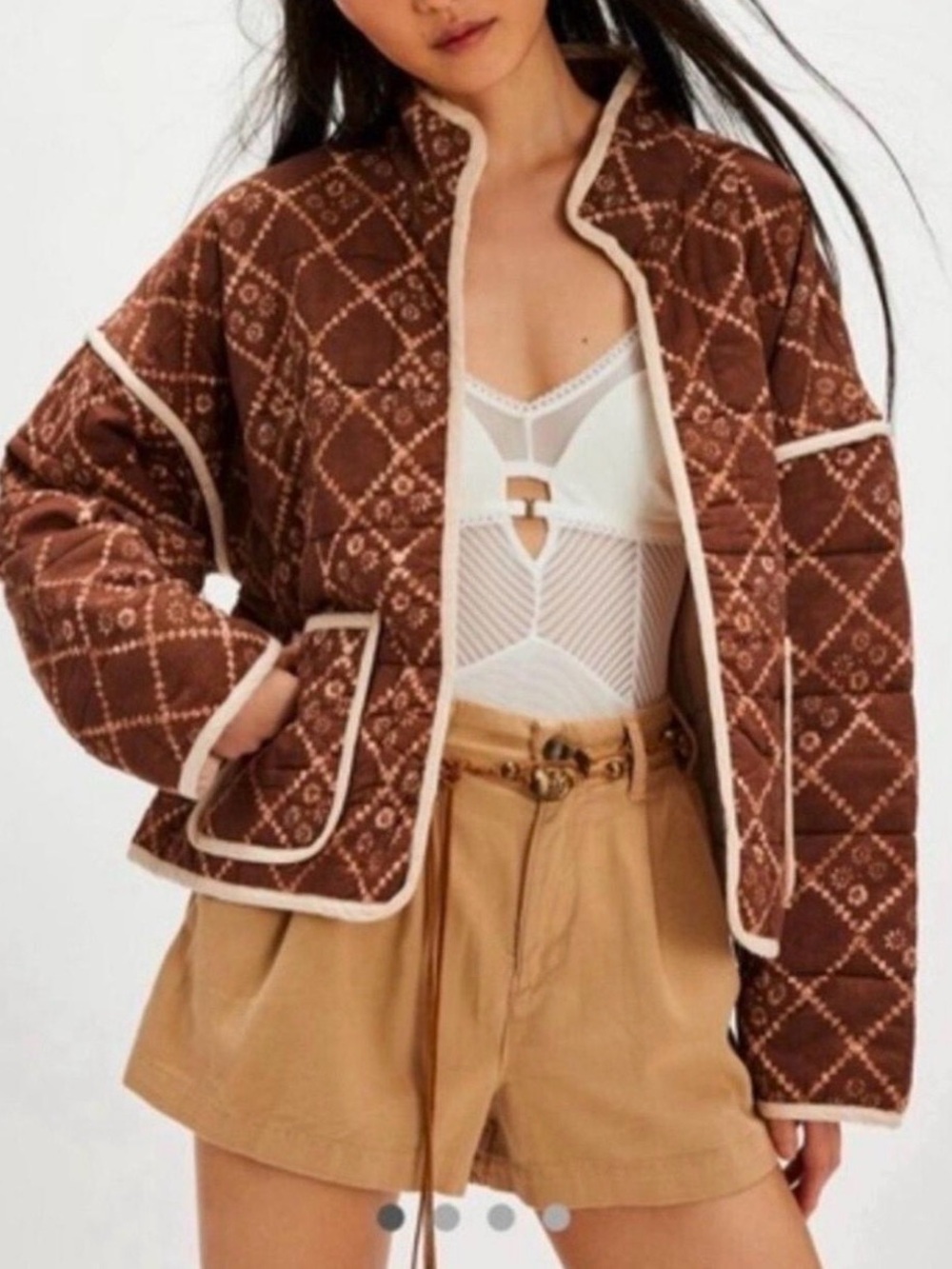 Free People Chloe Jacket Rustic Combo/ Brown
